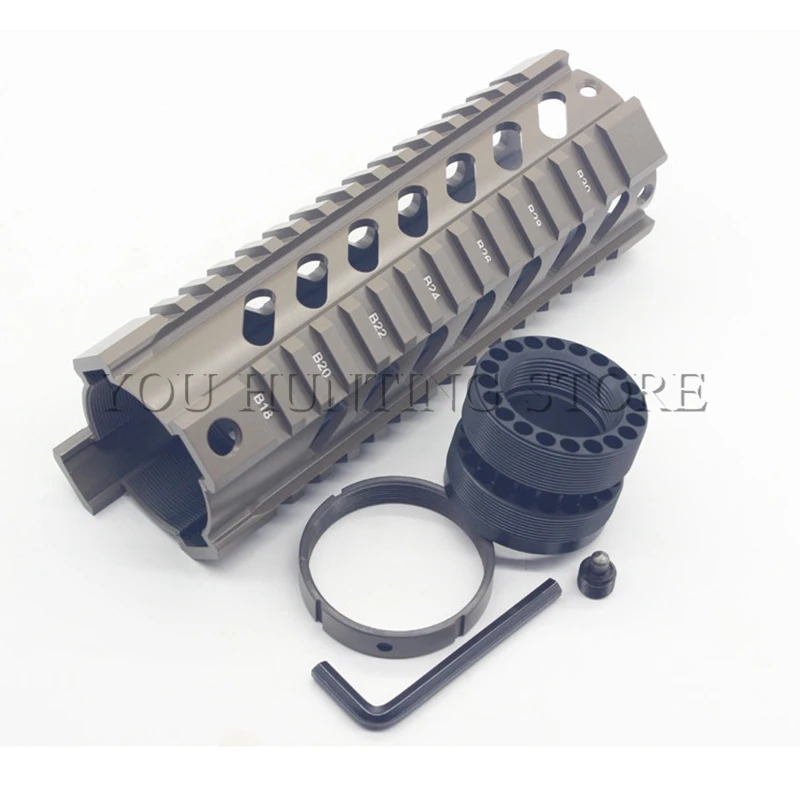

Tactical Quad Rail Mount System Free Float Key Mod Handgaurd 7'' Black / Tan