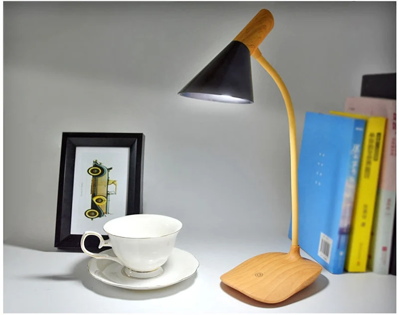 Nordic USB Charging Table Light Wood LED Table Lamp Creative Simple Adjustable Multi-angle Touch Switch Dimmer Reading Led Light (8)