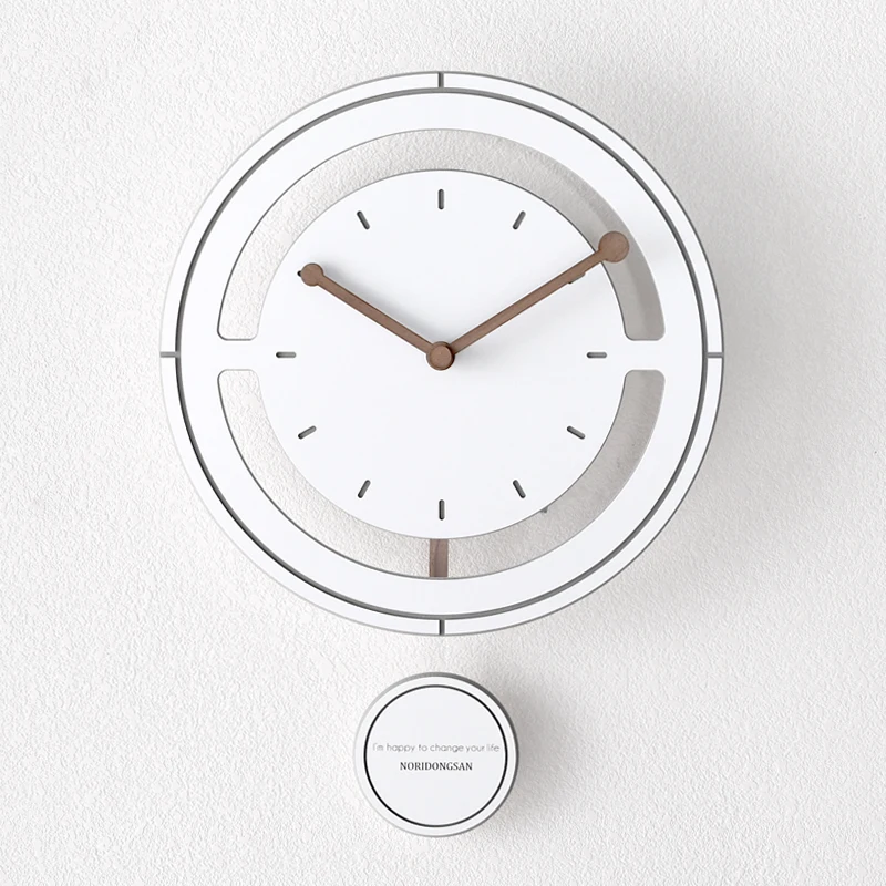 

Nordic Wooden Wall Clock Modern Design Minimalism Style Simple Hanging Clocks with Swing Wood Wall Watch Home Decor Silent