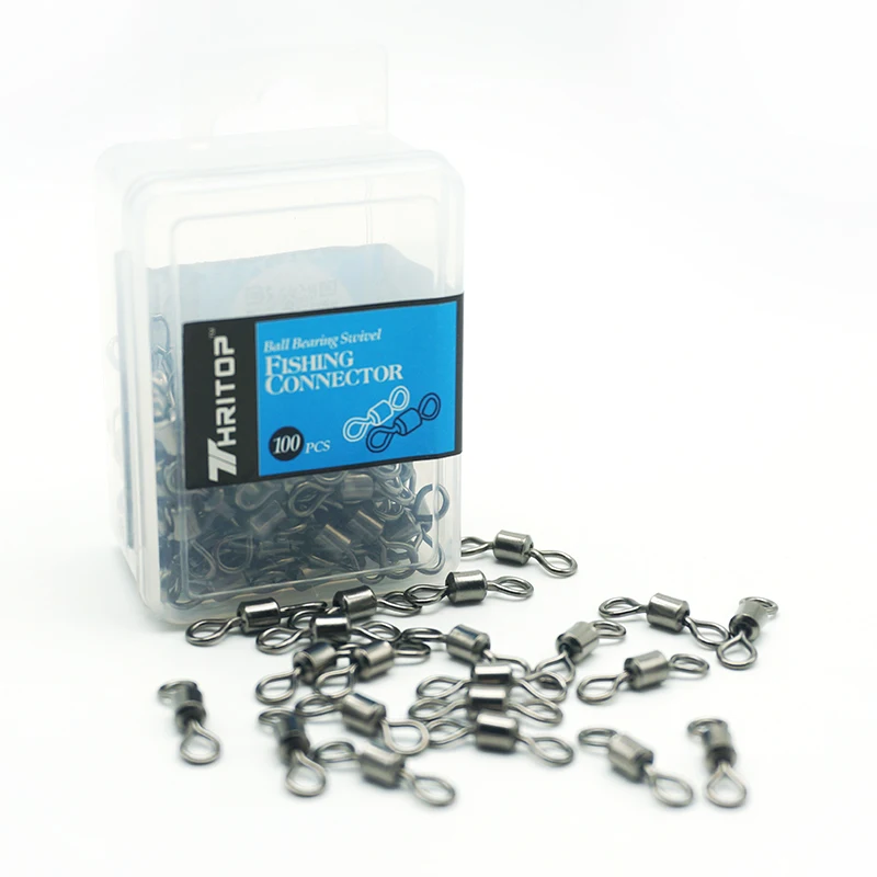 Thritop 100pcs Fishing Connector Rolling Swivels Ball Bearing Swivel With Safety Snap Solid Rolling Rings Fishhooks Accessories Thritop 100pcs Fishing Connector Rolling Swivels Ball Bearing Swivel With Safety Snap Solid Rolling Rings Fishhooks Accessories