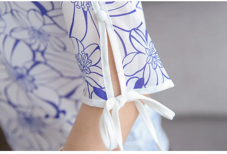 2018 Summer Women Blusas Bow Half Sleeve Tops Female Floral Chiffon Blouse Mujer Casual O-neck Print Shirt Women Blouses (12)