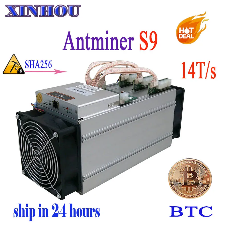 Б/у BTC BCH miner Antminer S9 14TH/s Asic SHA256 Биткоин Майнер(без БП) экономичнее чем antminer S9i Z9 T9 A9 DR3 M10