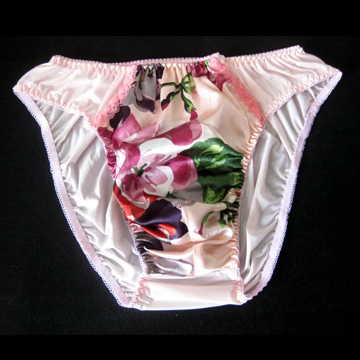 Сексуальное нижнее белье для геев мужские трусы шелковистые Cueca с цветами