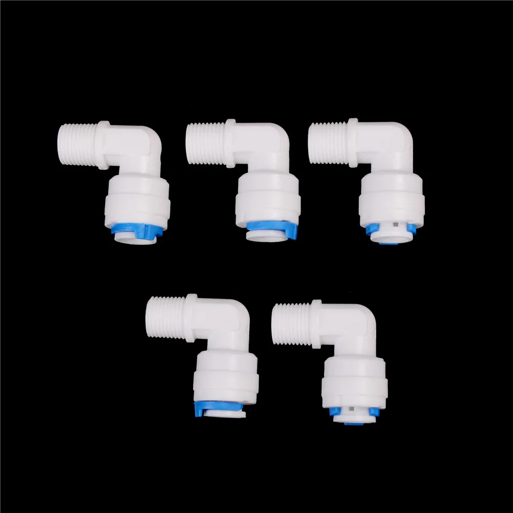 

5pcs 1/8" Male Thread - 1/4" OD Tube PE Pipe Fitting Hose Elbow Quick Connector Aquarium RO Water Filter Reverse Osmosis System