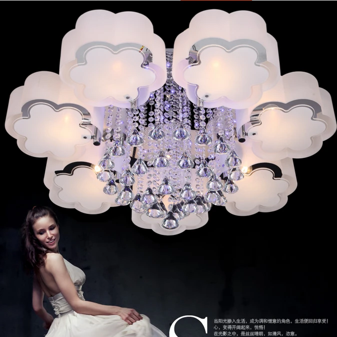 

Modern brief crystal led ceiling light acrylic ,3,5,6,7 light for choice crystal ceiling light Free shipping with remote control