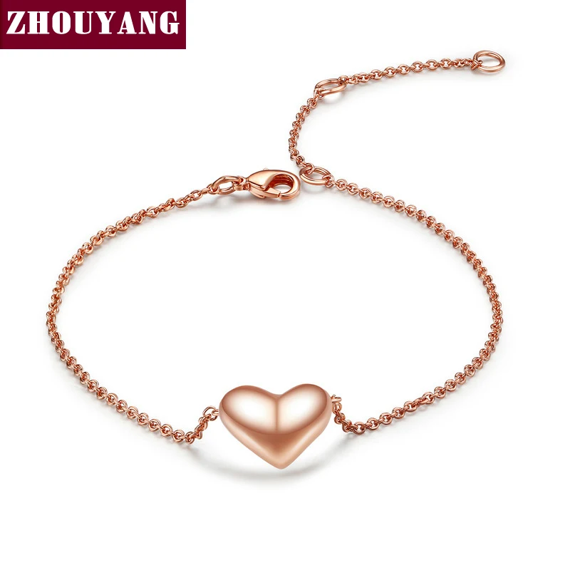 Small Heart Simple OL Style Smooth Rose Gold Plated font b Bracelet b font Jewelry Wedding