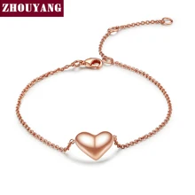 Small Heart Simple OL Style Smooth Rose Gold Plated Bracelet Jewelry Wedding Party Love Gift Wholesale Top Quality ZYH199