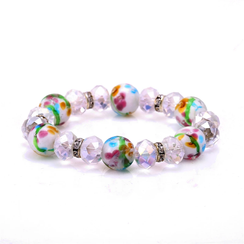 

J Store Summer Accessories Multicolor Crystal Beads Bracelets Charm Bangles Elastic Line Bracelet For Women Men Jewelry