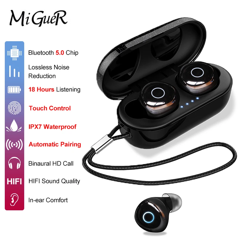 

OVEVO Q65 TWS Bluetooth 5.0 Earphones IPX7 Waterproof Dual Wrieless 3D Stereo headset Sports Earbuds With Mic For Xiaomi Huawei
