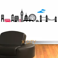 Лондонский SKYLINE креативный настенный стикер с пейзажем, виниловая художественная наклейка, трафарет для декора детской комнаты, Adesivo De Parede, размеры s, m, l