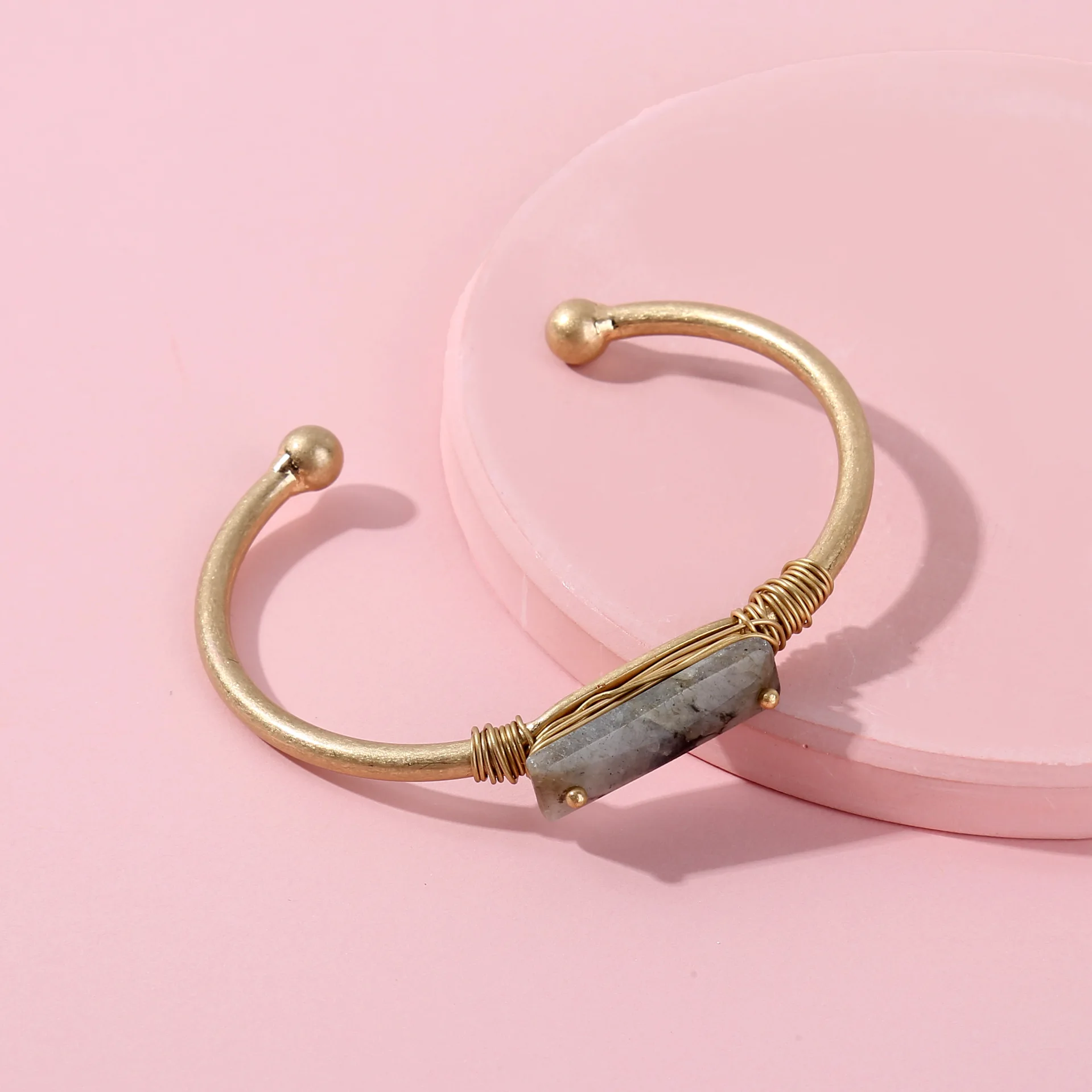

Natural Stone Tie Line Open Bangles for Women Adjustable Bangle Bracelet Vintage Indian Jewelry Accessories Arm Cuff Bracelets