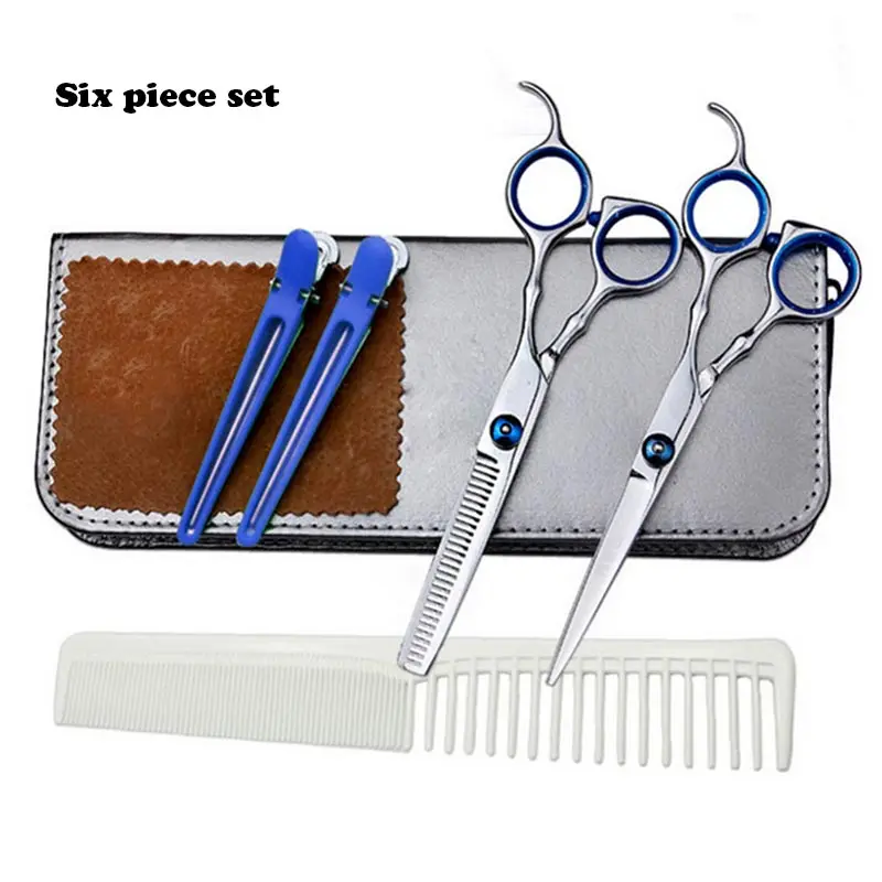 

6 Pcs/Set Salon Hair Scissors Straight Thinning Cutting Styling Scissor Comb Clip Hairdressing Tool Kit With Case HJL201