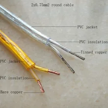 10 м/лот прозрачный или желтый 2*0,75 мм Шнур питания электрический кабель золотого цвета кабель для освещения лампы Электрический провод