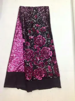 

French Nijerian Lace Fabric High Class African Laces Fabric Double Organza With Sequins Embroidery For Sewing Beauty Women Dress