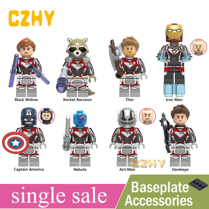 

Avengers 4 Endgame Legoe Minifigured Thanos Thor Rocket Raccoon War Machine Black Widow Nebula Building Blocks Toys X0233