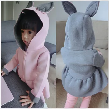 

Infant Clothing Hooded Jackets for Girls Cute Animal Rabbit Air Layer Design Winter Baby Girl Outerwear Coats