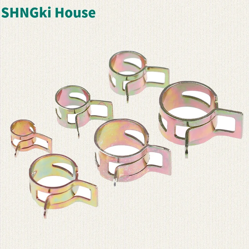 

10Pcs 6-15mm Spring Band Type Fuel Vacuum Hose Silicone Pipe Tube Clamp Clip Steel Zinc Plated Clamps High Quality