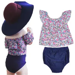 Летний комплект одежды для маленьких девочек из 2 шт., платье для маленьких девочек, детская одежда, Roupas Bebe, детская одежда с цветочным