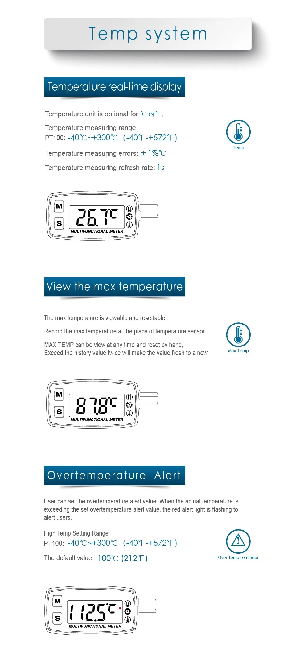 Дисплей Тахометр Счетчик часов Tach Temp датчик температуры Guage для 2/4 тактных двигателей RC PWC ATV мотоциклы морской 035LT