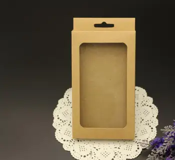 

15.6*9*1.5cm kraft paper phone case boxes packaging, Retail Package window boxes For iPhone case