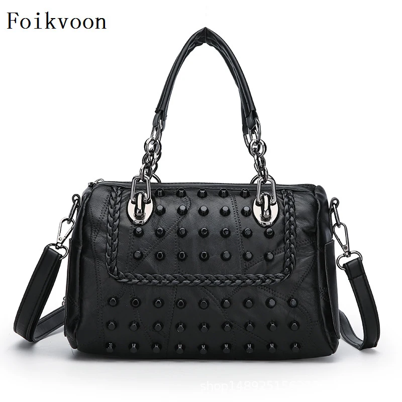 

Handbag Women Shoulder Bags Designer Crossbody Bag Sheepskin Women Handbags Luxury Brand Bags Simple Rivet Women Handbags