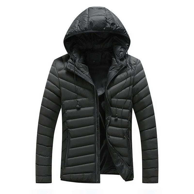 Новая брендовая зимняя куртка мужская одежда повседневное зимнее пальто с воротником-стойкой и капюшоном мужские парки теплая верхняя одежда M-4XL - Цвет: Black