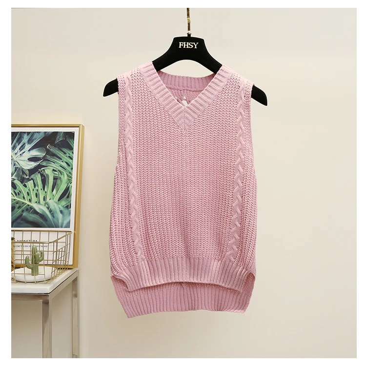 Autumn Women Spring Sleeveless V-neck Knitted Vest Coat Twist Drawstring Irregular Hem Sweater Tank Tops Knit Pullovers Vests