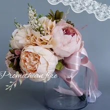 AYiCuthia розовый белый свадебный букет ручной работы искусственный цветок роза Свадебный букет для украшения свадьбы S113