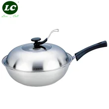 Вок сковорода 32 см кастрюля без покрытия NON-STICK кухонная утварь с крышкой подставки