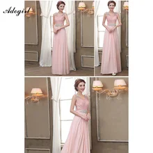Adogirl Women Party Frocks Pink Bodycon Dress 2016 V Neck Chiffon Plus Size 4XL Dresses Long Romantic Sexy Lace Full dresses