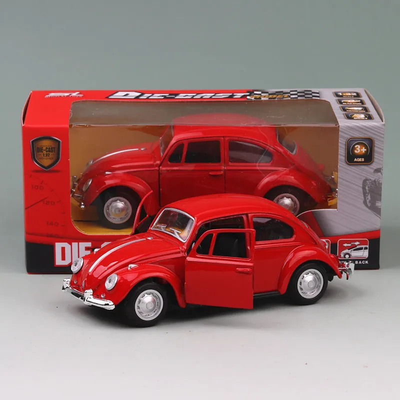 1/36 VW Beetle классический брелок для автомобильных ключей, модели имитационная модель тянуть обратно металлические игрушки модель автомобиля для украшение торта, выпечки игрушка для подарков - Цвет: red-with-box