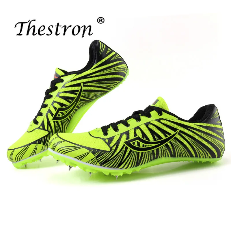 Thestron حار بيع المسار والميدان أحذية للرجال النساء تنفس سبايك حذاء الجري المسامير رياضية Greeen البرتقال المسار الأحذية
