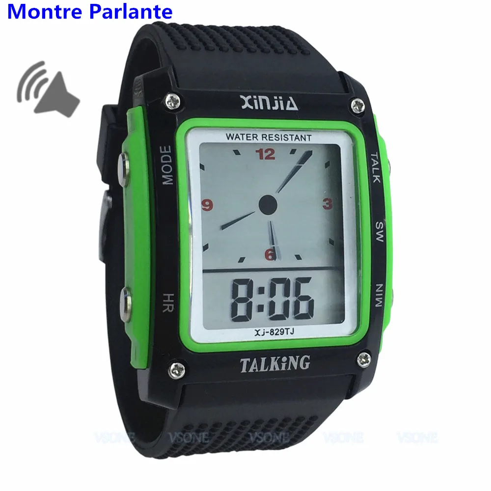 Relógio para Cegos e Idosos com Display Preto Verde Francês Falando Led 829tf-g –