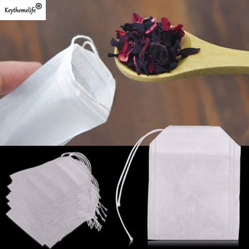 

100Pcs/Lot Teabags Empty Tea Bags With String Heal Seal Filter Paper for Herb Loose Tea 5*7 6*8 7*9 8*10 9*10CM D4