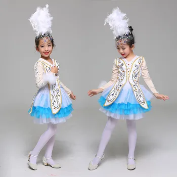 

Professional Blue Ballet Platter Swan lake Ballet Costume long sleeves Ballerina Dance clothes for girls Fairy Costumes
