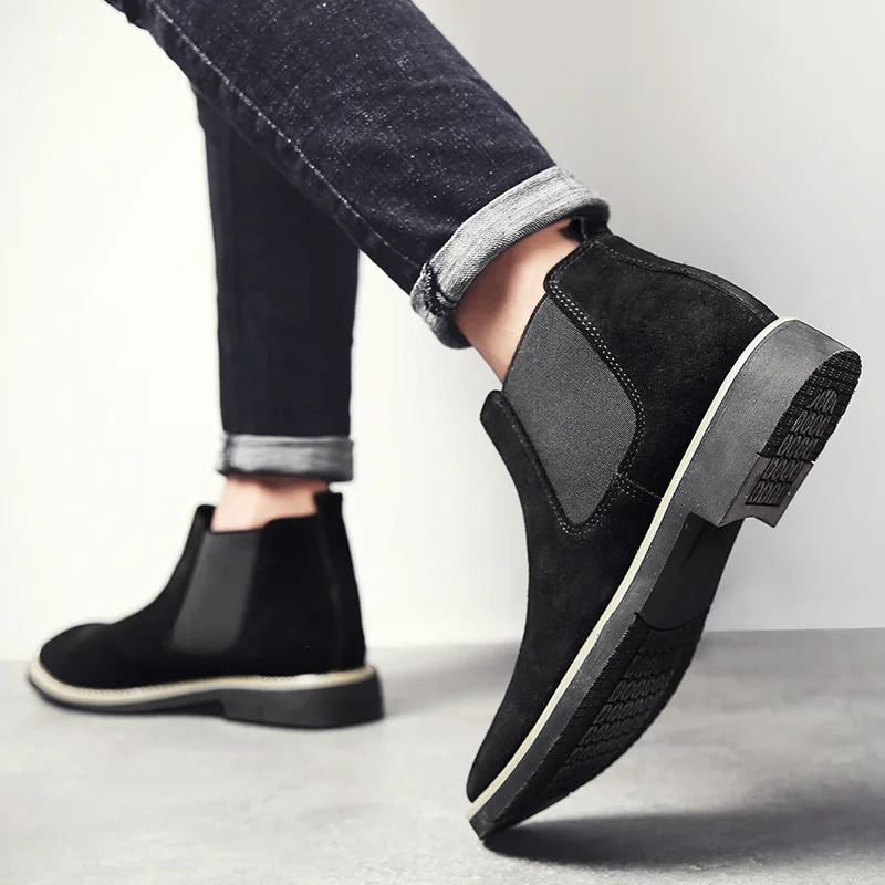 Da Para Deslizamento De Ons Fur Camurça gray brown Vaca Casual Tornozelo Sapatos Moda preto Homens Qualidade marrom Chelsea Yd ever Motocicleta Outono Fur With Homem Couro Botas Navy Fur black cinza Masculinos IpwPnqU6Tx