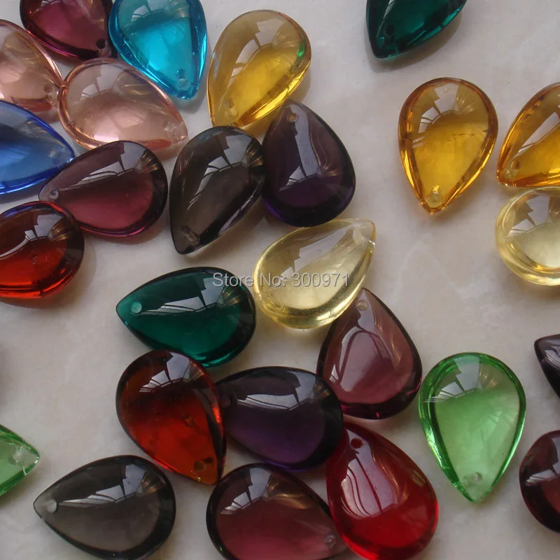 

18 colors mixed 100pcs/lot 16x22mm crystal small beads water drop tear oval pendant free shipping