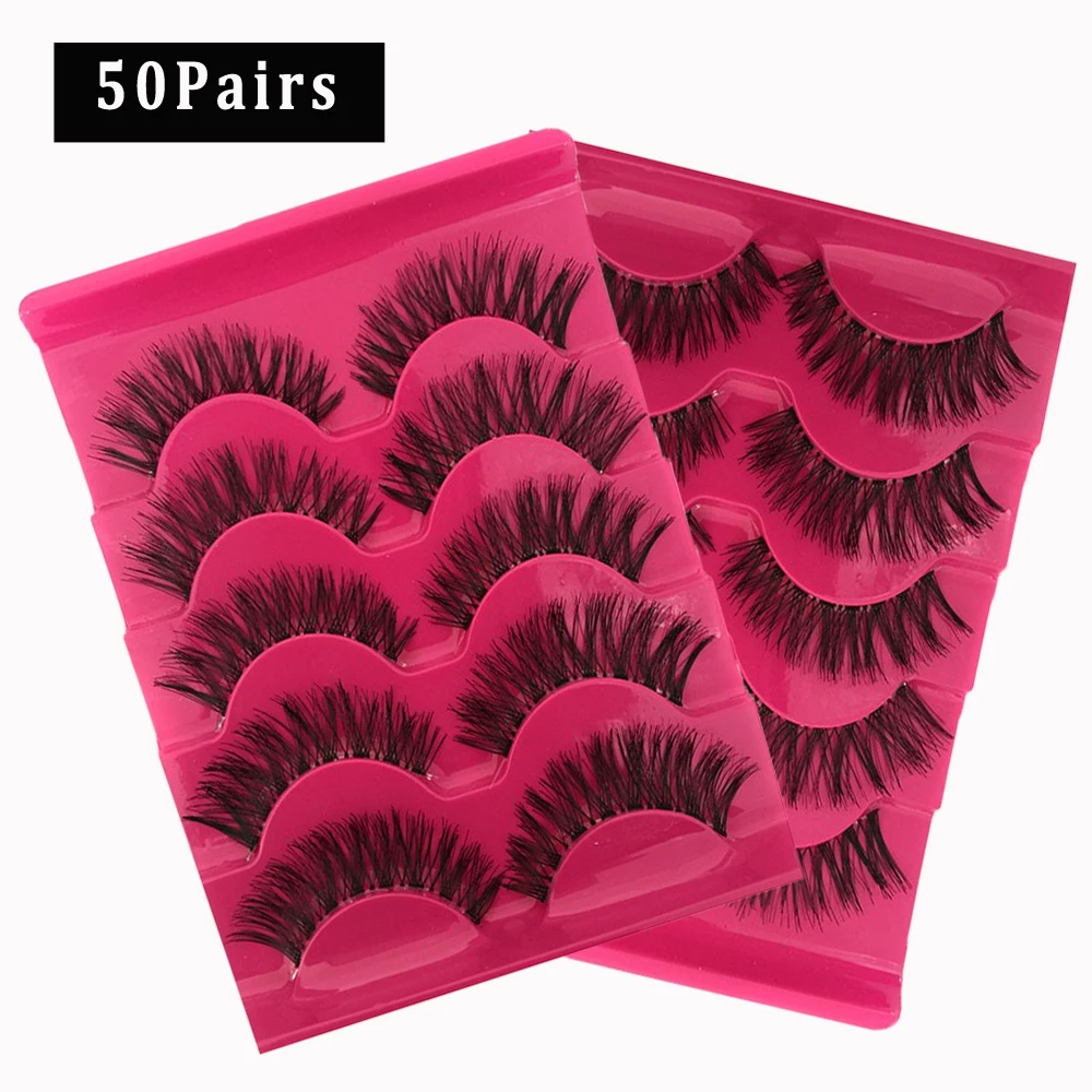 

50Pair/Set Faux Mink Eyelashes Thick HandMade Full Strip Lashes Cruelty Free Luxury Lashes Extension Tool # A539 Free Shipping