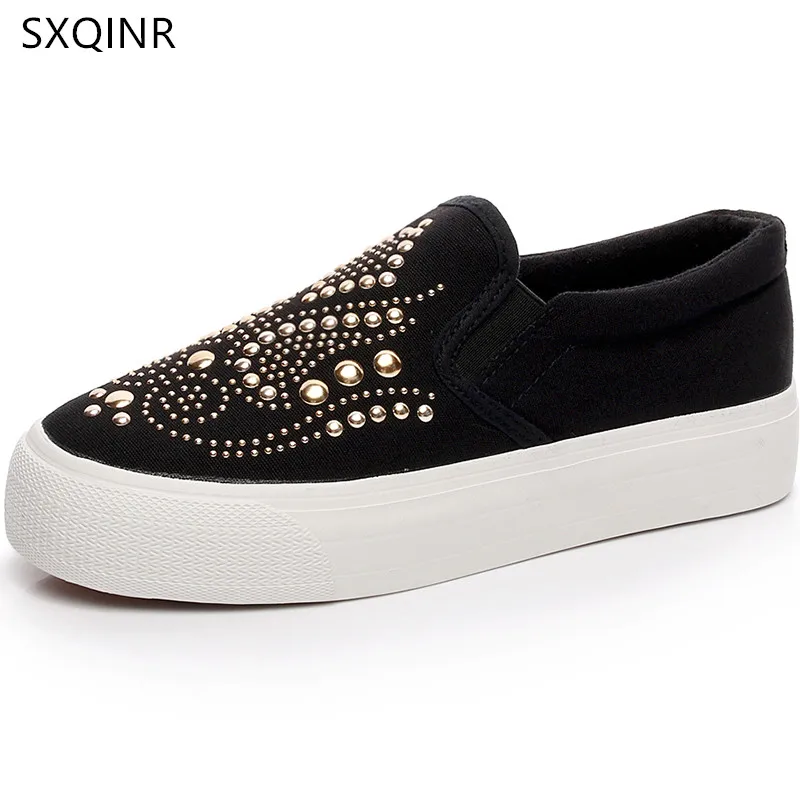 

Women Loafers Casual Shoes Round Toe White Black Loafer Shoes Comfort Women Shoes Fashion Rivet Ladies Shoes