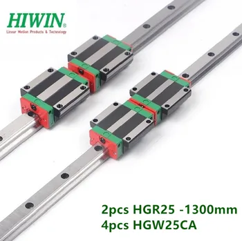 2 peças flangeadas hgw25ca dos rolamentos do bloco do transporte do trilho do guia linear hgr25-1300mm de hiwin original dos pces + 4