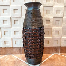 Рождественская антикварная напольная ваза большого размера из дерева и бамбука, большая напольная ваза в стиле ретро для гостиной, домашнего декора, цветочный горшок для украшения свадьбы