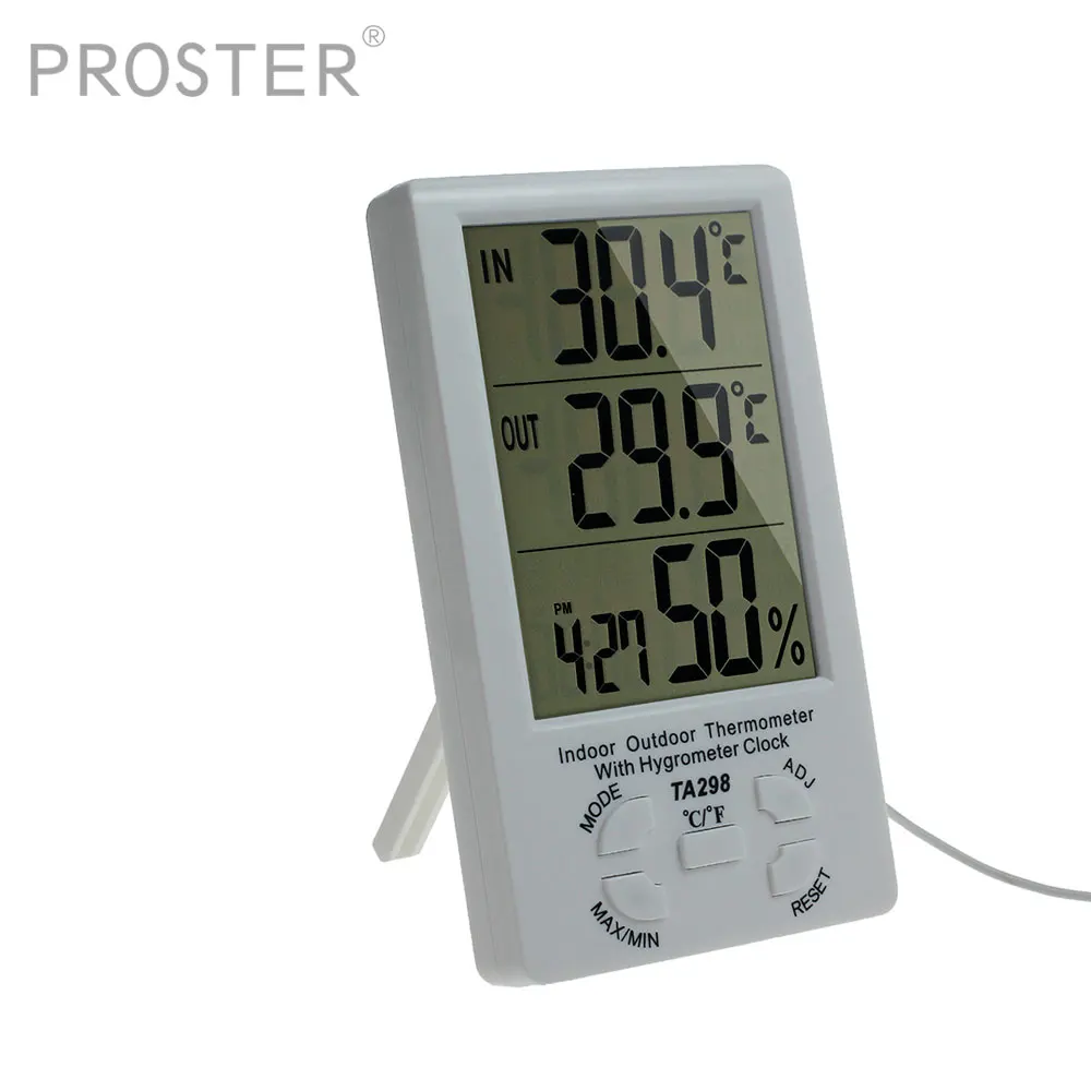 2 in 1 LCD Digital Indoor Outdoor Hygrometer Thermometer With Probe