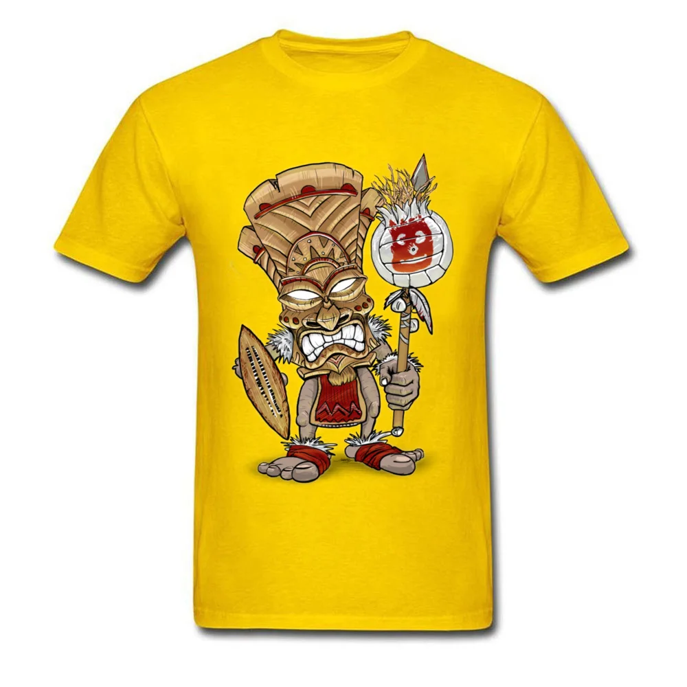 Wilson Warrior Tiki God T Shirts Prevalent Mens ostern Day Tops Shirt 3D Printed Clothing Shirt Round Collar 100% Cotton Wilson Warrior Tiki God yellow