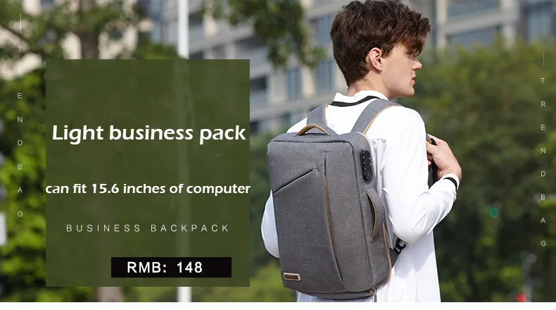 TUGUAN, мужской рюкзак для ноутбука, рюкзак для путешествий с защитой от воровства, подходит для 15,6 дюймов, сумка для ноутбука, мужские деловые дорожные сумки