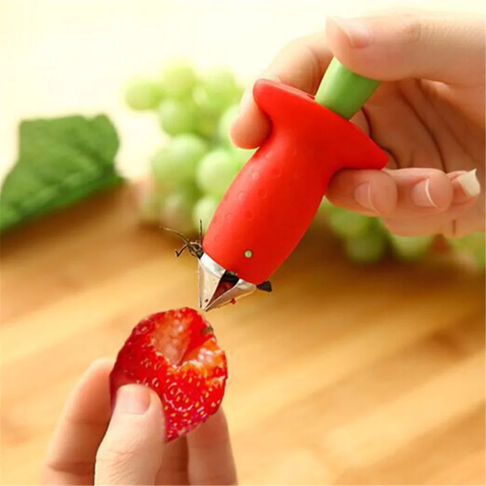 

Red with green coring vegetable fruit tools stem gem strawberry corer stem remover and tomato huller for kitchen plastic
