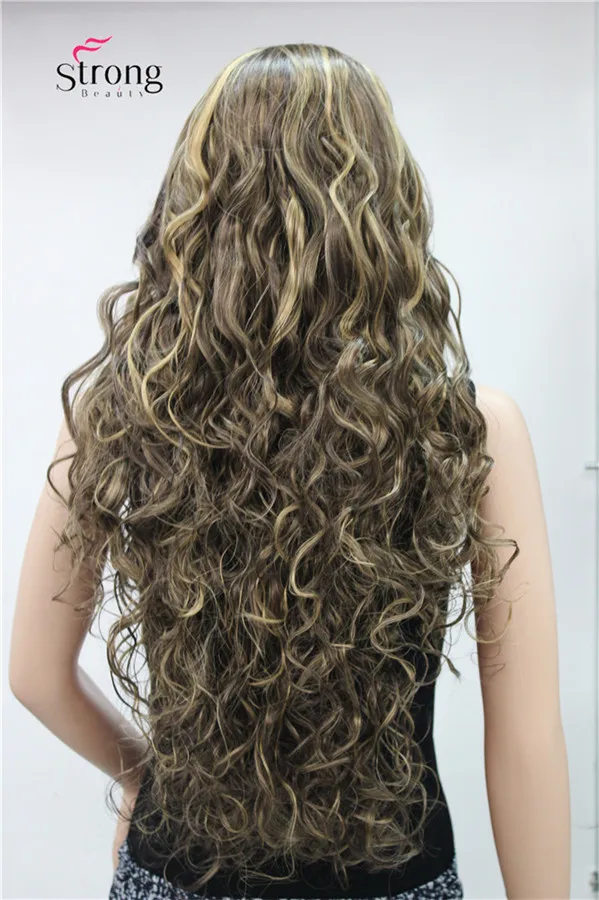 StrongBeauty длинные толстые волнистые черные, коричневые, светлые Выделенные синтетические парики для женщин - Цвет: 8TT124
