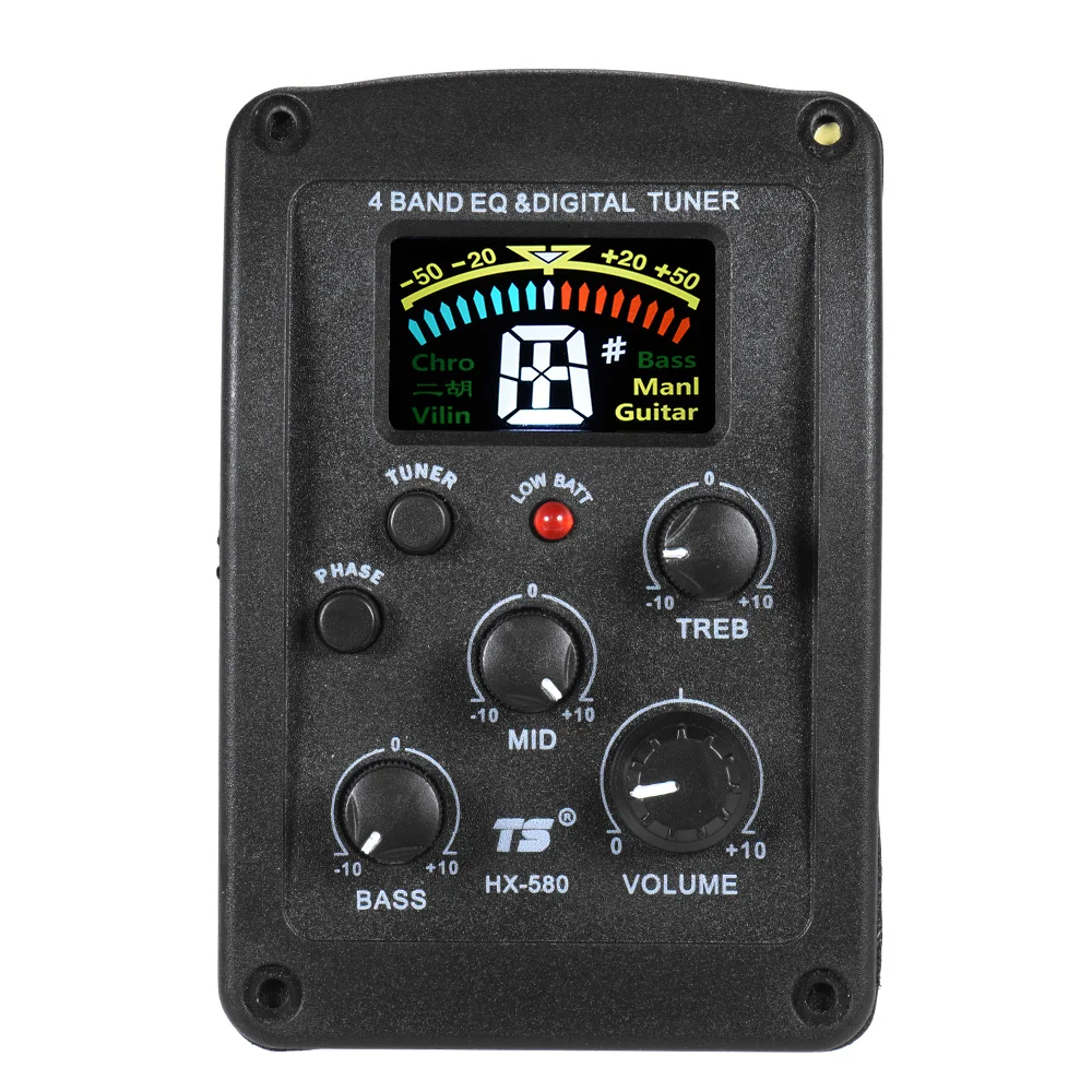 Guitar Pickup 4 Band Acoustic Guitar EQ Equalizer Preamp Piezo Pickup