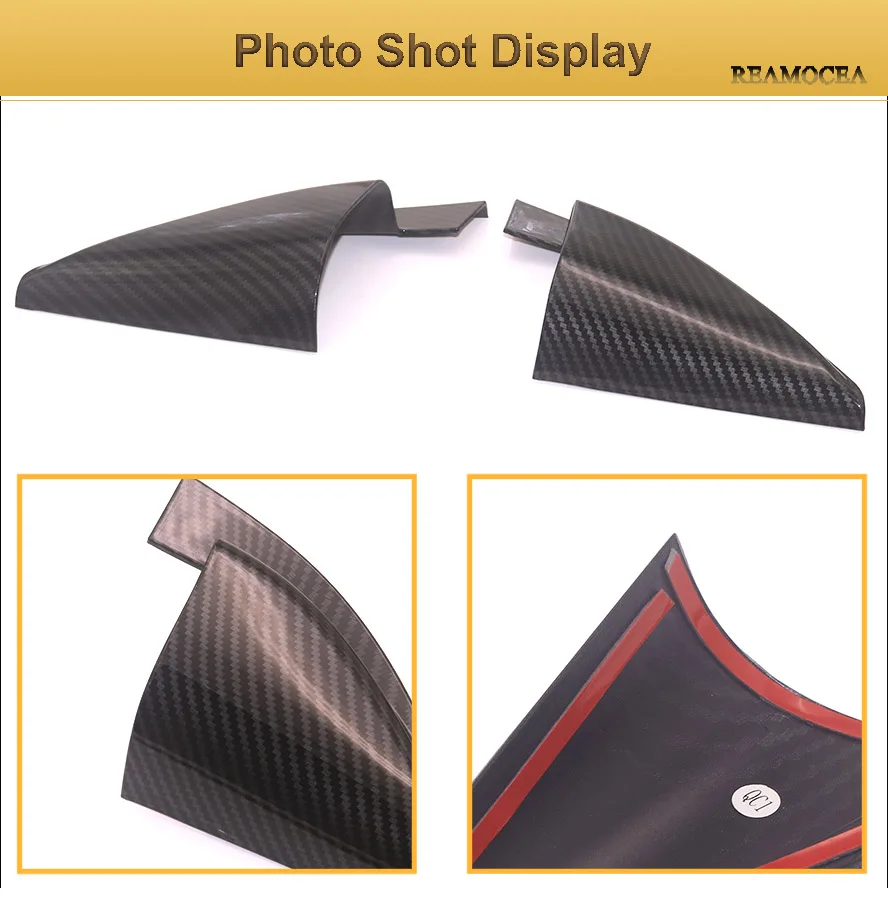 Reamocea 2Pcs Carbon Fiber Front Window Side Door A Pillar Triangle Cover Trim For Hyundai Kona Encino 2018 LHD Car Accessories (8)