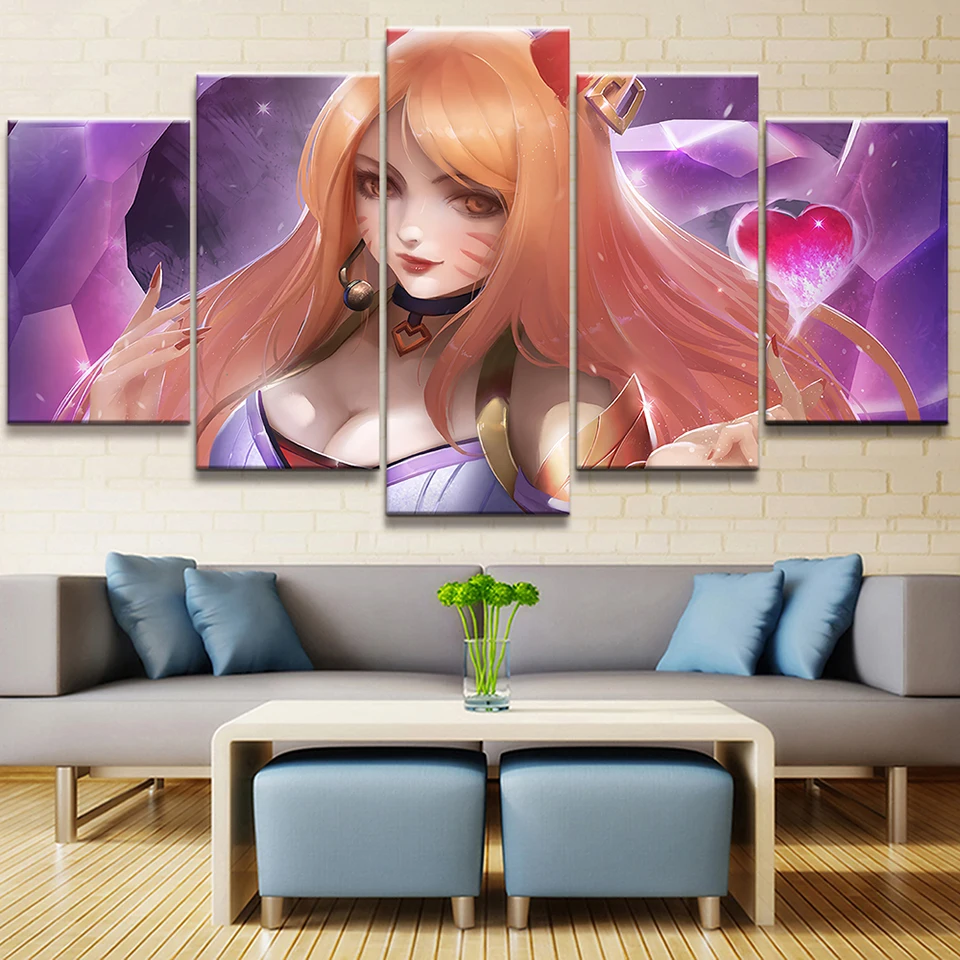 Home-Decor-Canvas-Painting-5-Pcs-Cute-Sexy-League-Of-Legends-LOL-Ahri-Pictures-Wall-Art