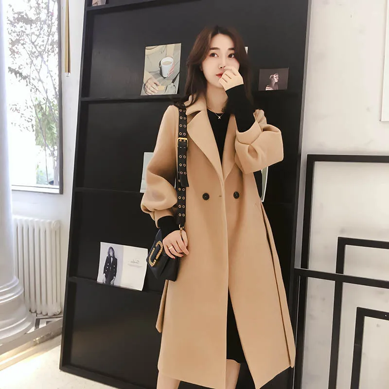 Laine Veste Lady down Dames Manteaux Unique Bouton De Long Kaki Lâche Turn Et Office Ceintures Collar Manteau D'hiver IqPgFdnw